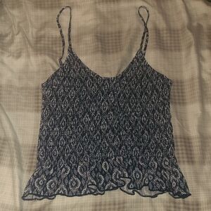 Chic Blue and White Patterned Camisole